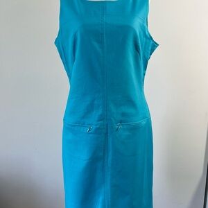 Sharagano Turquoise Sleeveless Midi Dress